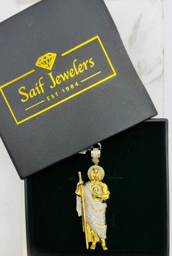 10K GOLD SAINT JUDE DIAMOND PENDANT