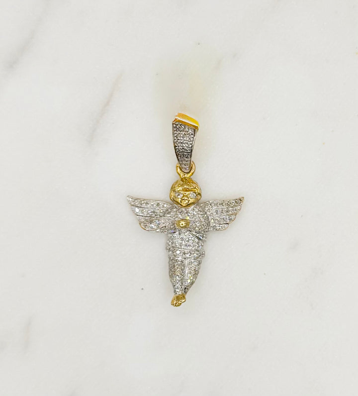 10K GOLD ANGEL DIAMOND PENDANT