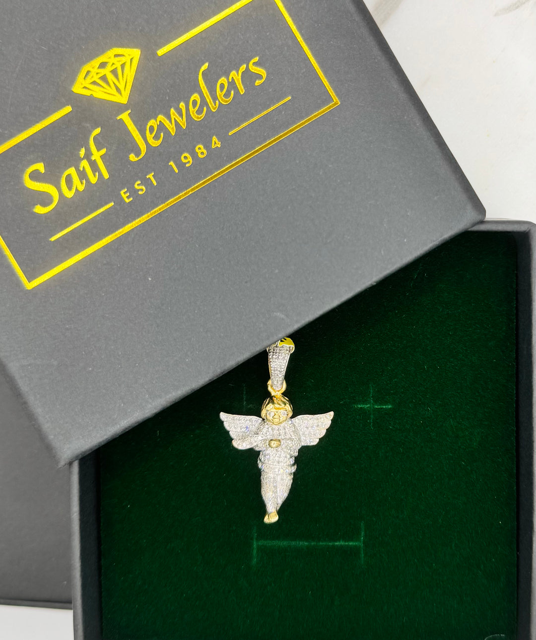 10K GOLD ANGEL DIAMOND PENDANT