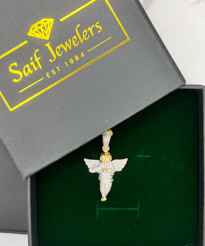 10K GOLD ANGEL DIAMOND PENDANT