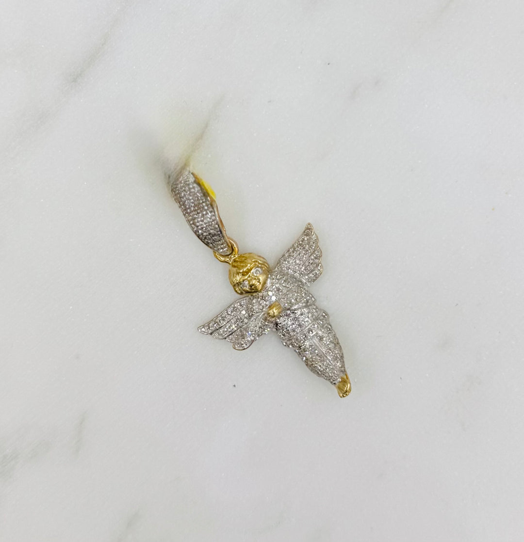 10K GOLD ANGEL DIAMOND PENDANT
