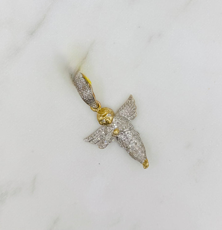 10K GOLD ANGEL DIAMOND PENDANT