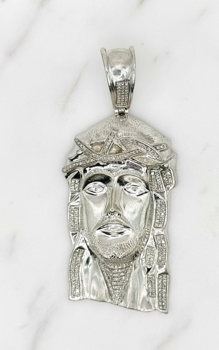 925S SILVER JESUS FACE DIAMOND PENDANT