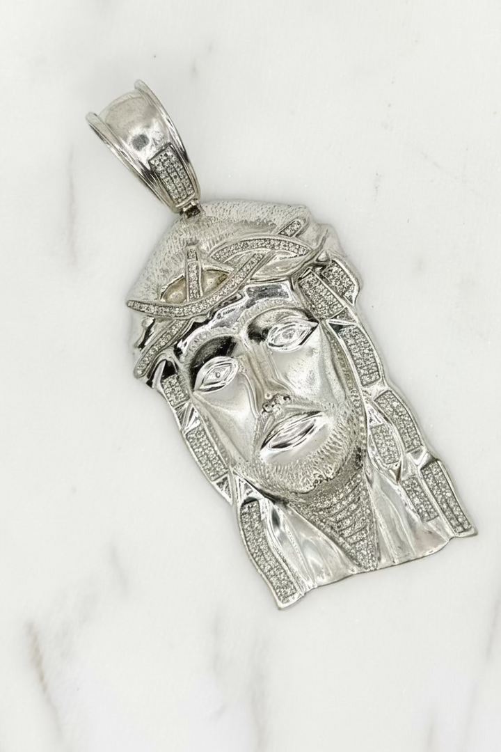 925S SILVER JESUS FACE DIAMOND PENDANT