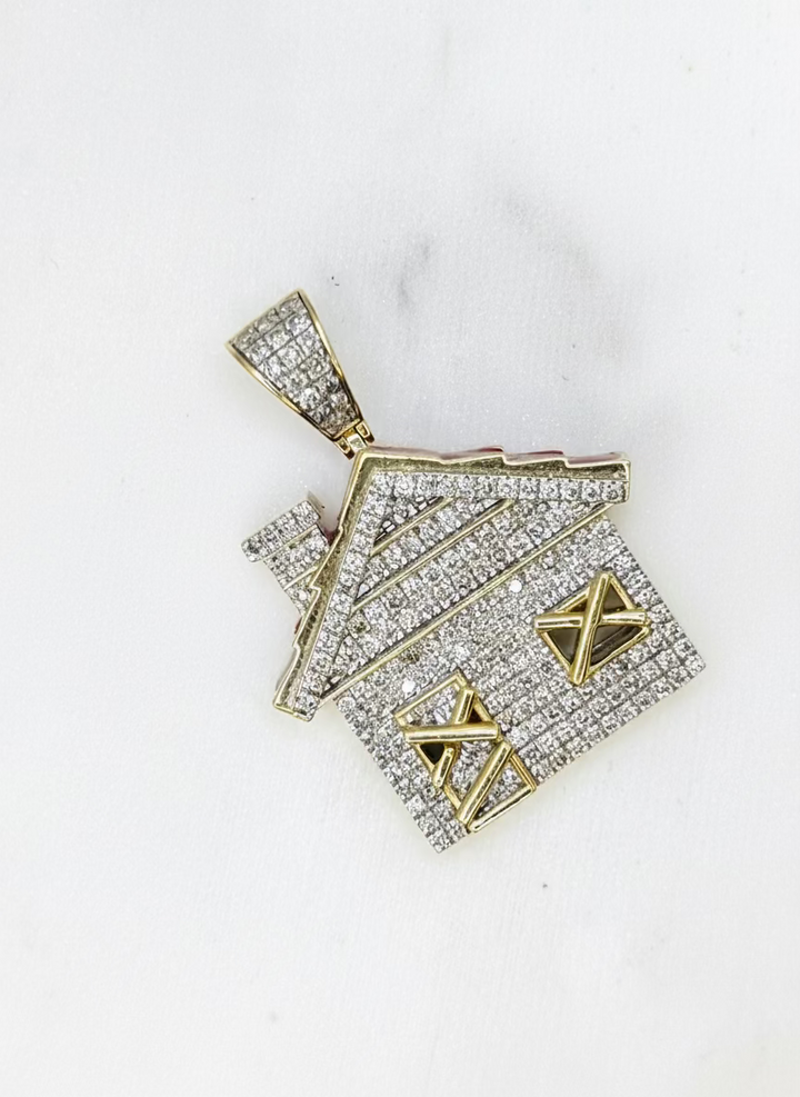 10K GOLD TRAP HOUSE DIAMOND PENDANT