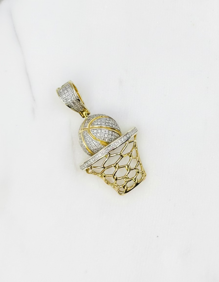 10K GOLD BASKETBALL DIAMOND PENDANT