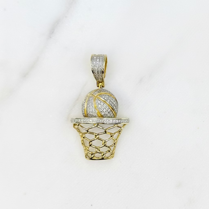 10K GOLD BASKETBALL DIAMOND PENDANT