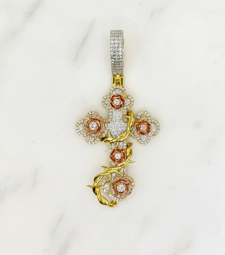 10K GOLD CROSS DIAMOND PENDANT