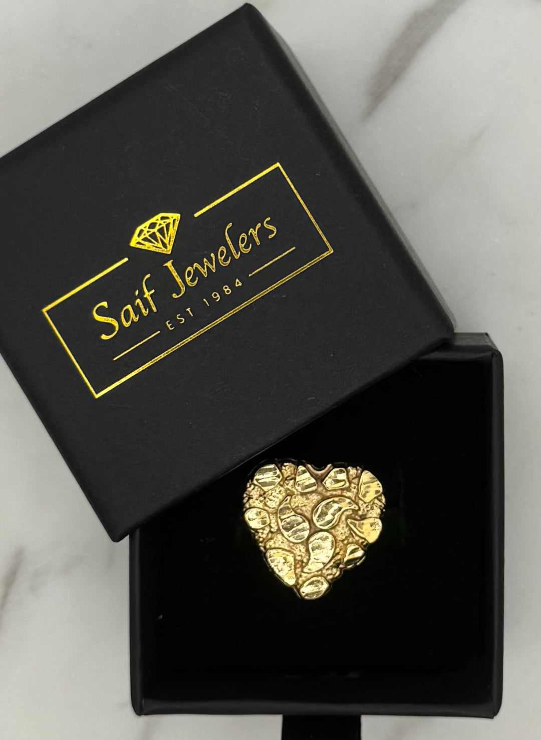 10K GOLD NUGGET HEART RING