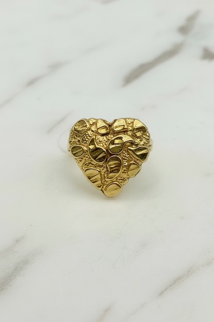 10K GOLD NUGGET HEART RING