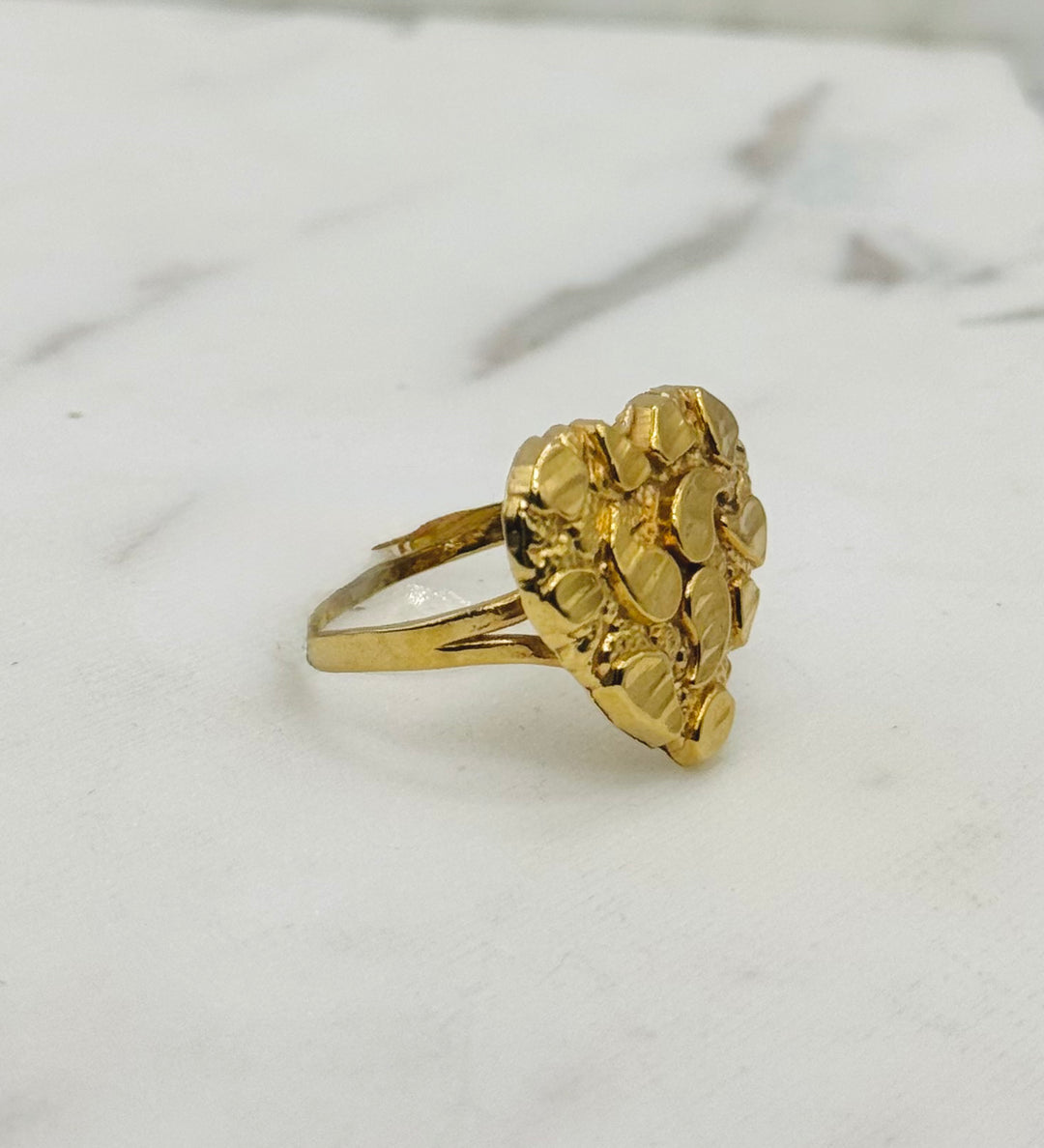 10K GOLD NUGGET HEART RING