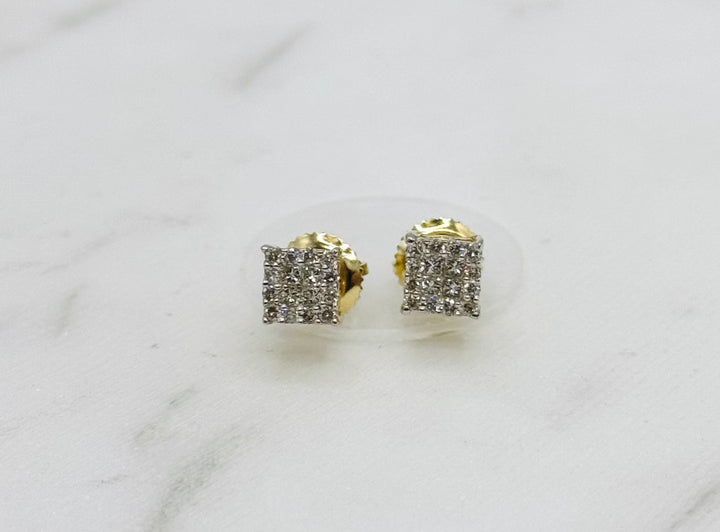10K GOLD DIAMOND SQUARE STUDS