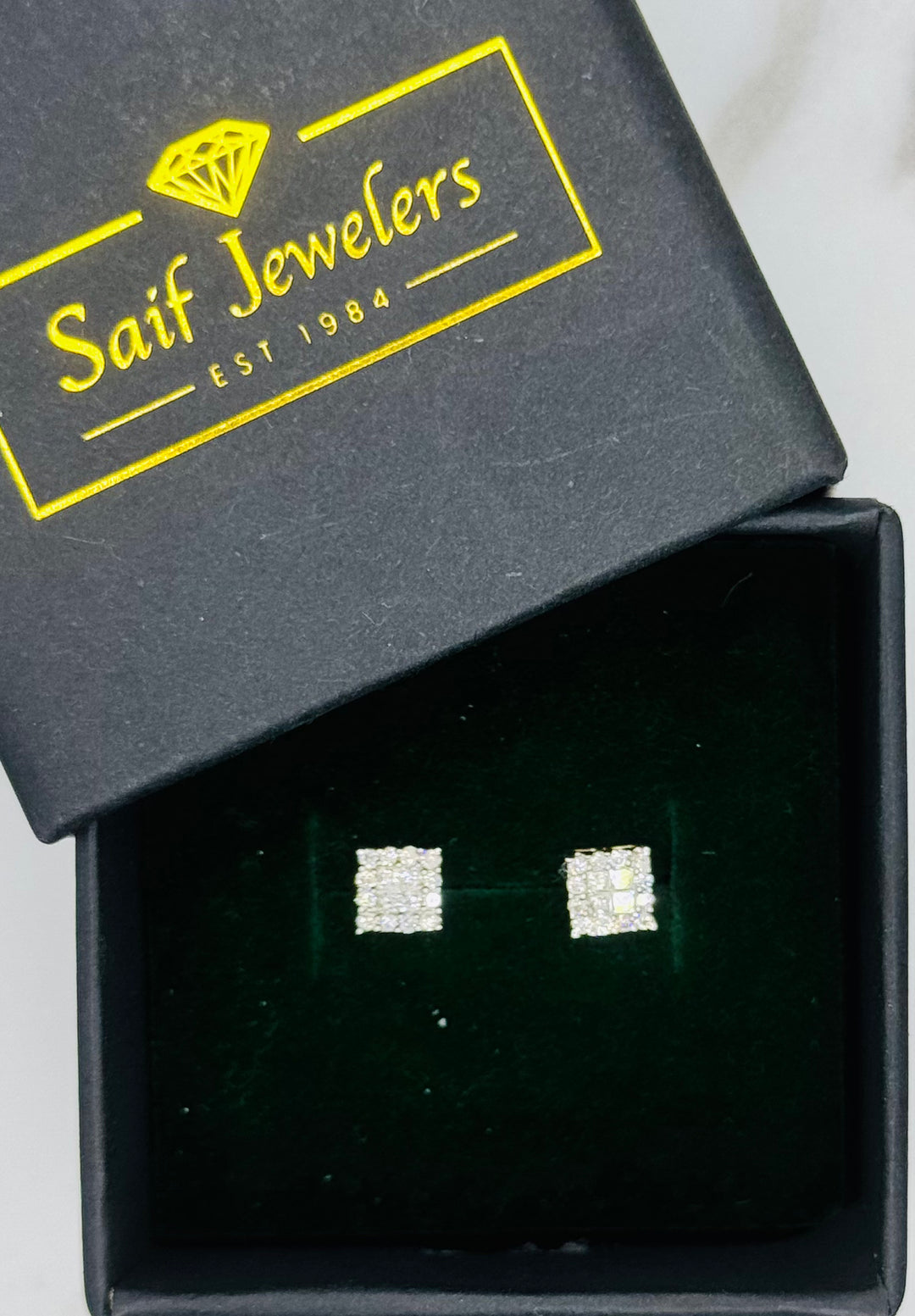 10K GOLD DIAMOND SQUARE STUDS