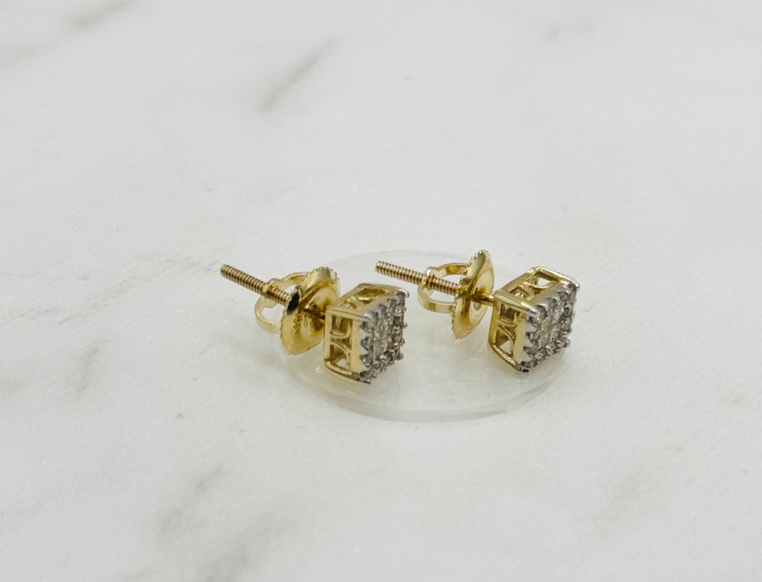 10K GOLD DIAMOND SQUARE STUDS