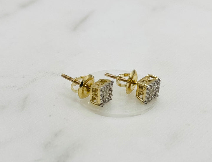 10K GOLD DIAMOND SQUARE STUDS