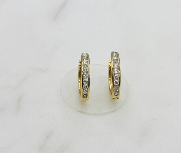 10K GOLD DIAMOND HOOP EARRINGS