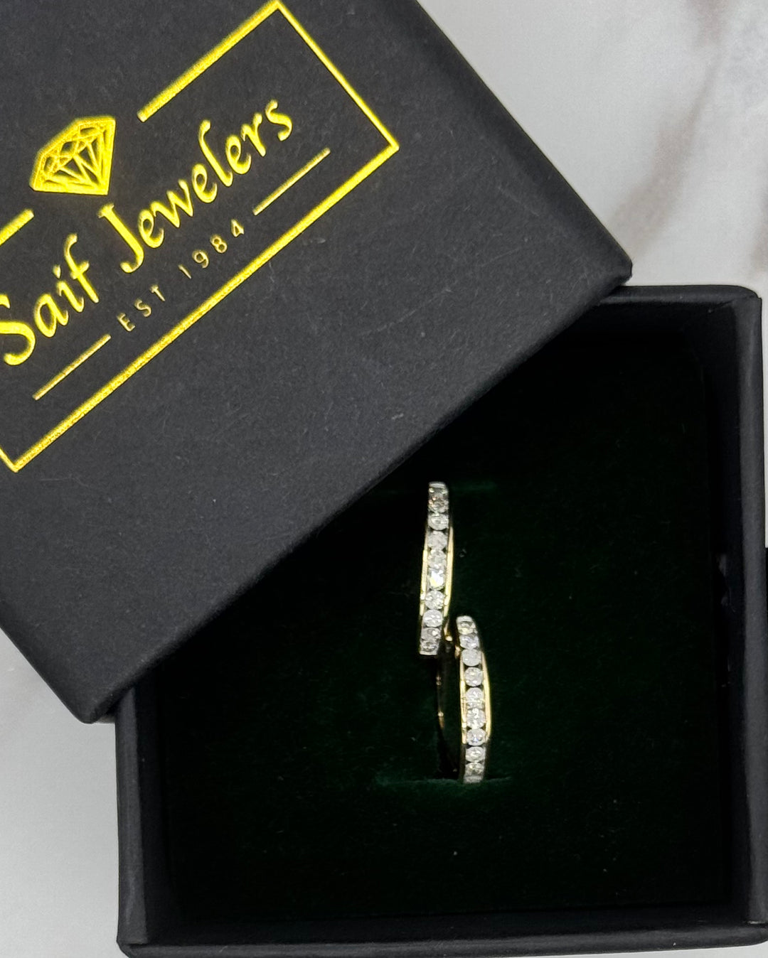 10K GOLD DIAMOND HOOP EARRINGS