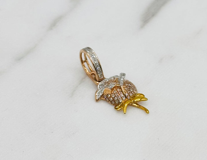 10K GOLD DIAMOND ROSE PENDANT