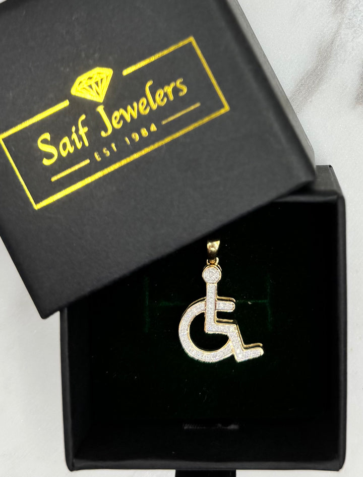 10K GOLD DIAMOND WHEELCHAIR PENDANT