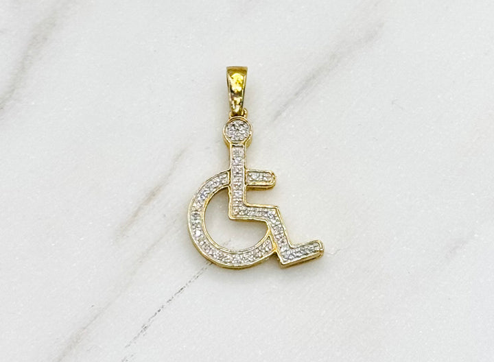10K GOLD DIAMOND WHEELCHAIR PENDANT