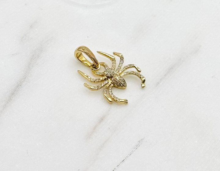 10K GOLD DIAMOND SPIDER PENDANT