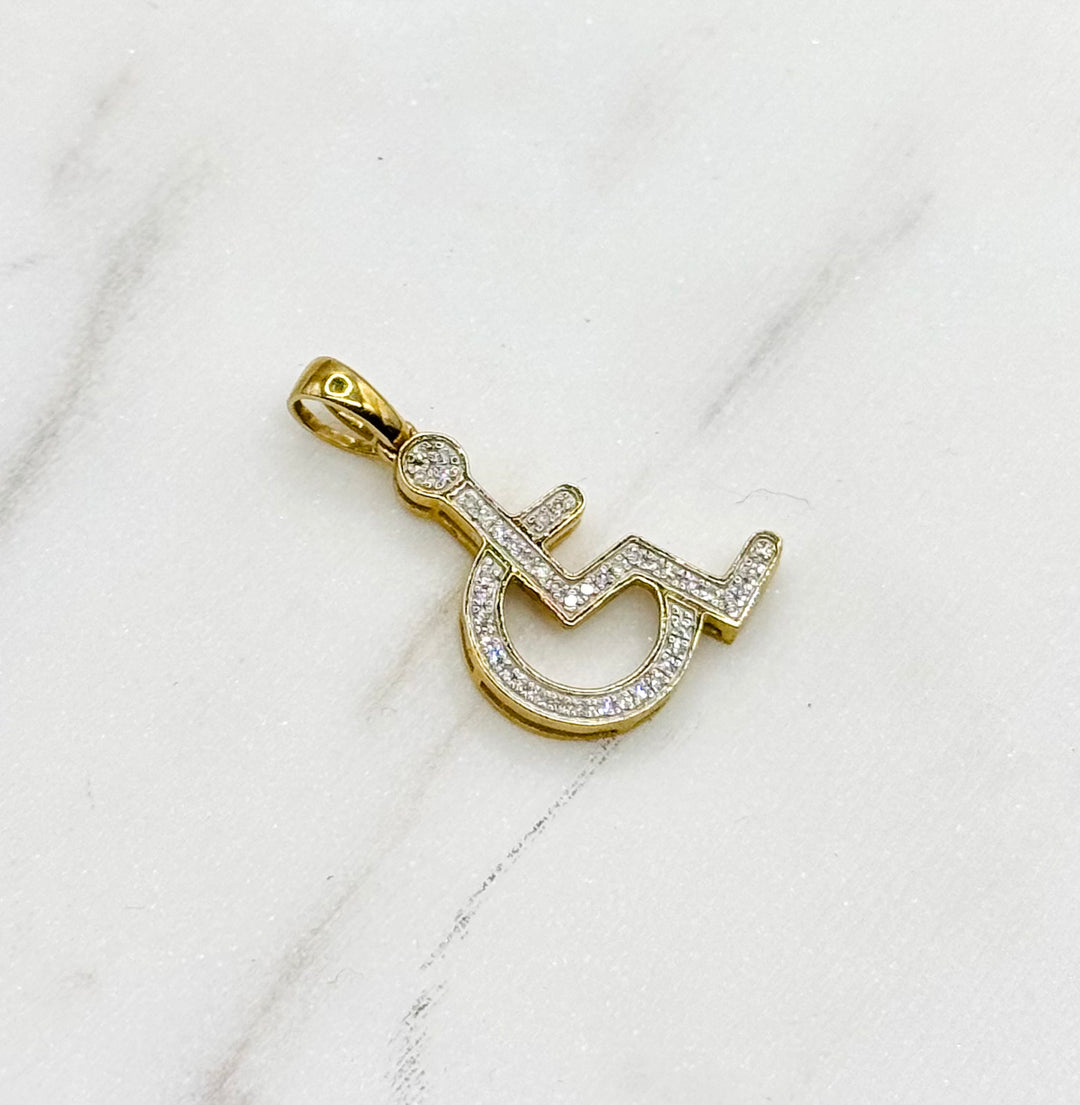 10K GOLD DIAMOND WHEELCHAIR PENDANT