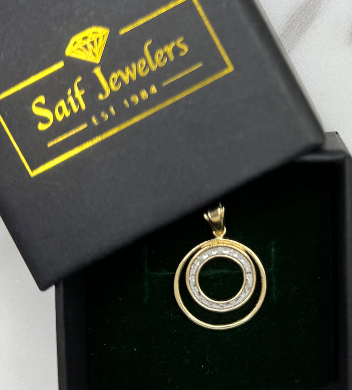 10K GOLD DIAMOND TWO CIRCLE PENDANT