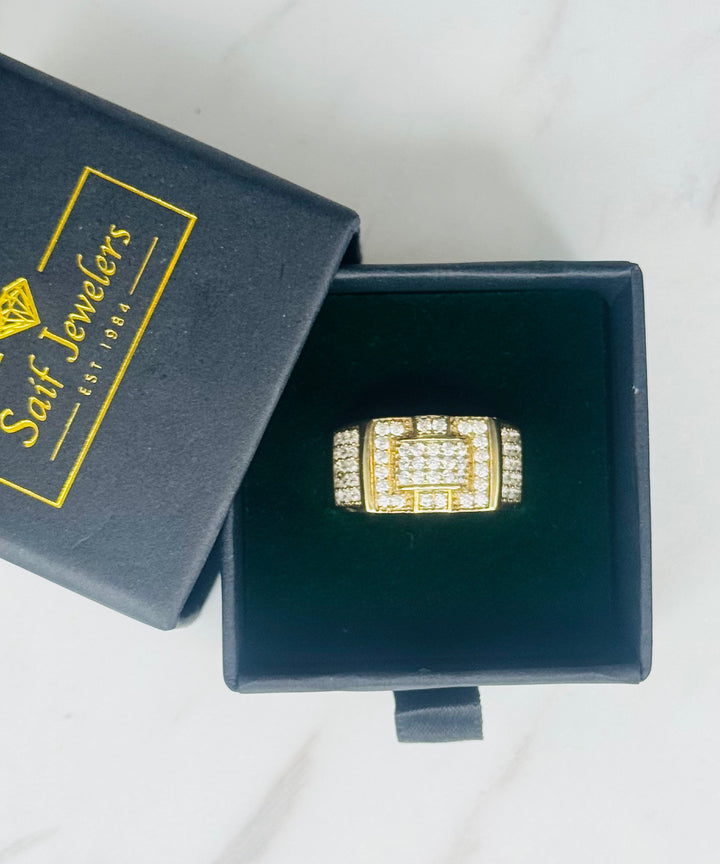 10K GOLD CZ SQUARE CLUSTER RING