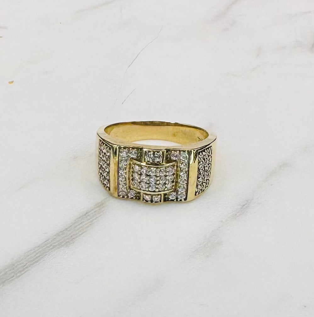10K GOLD CZ SQUARE CLUSTER RING