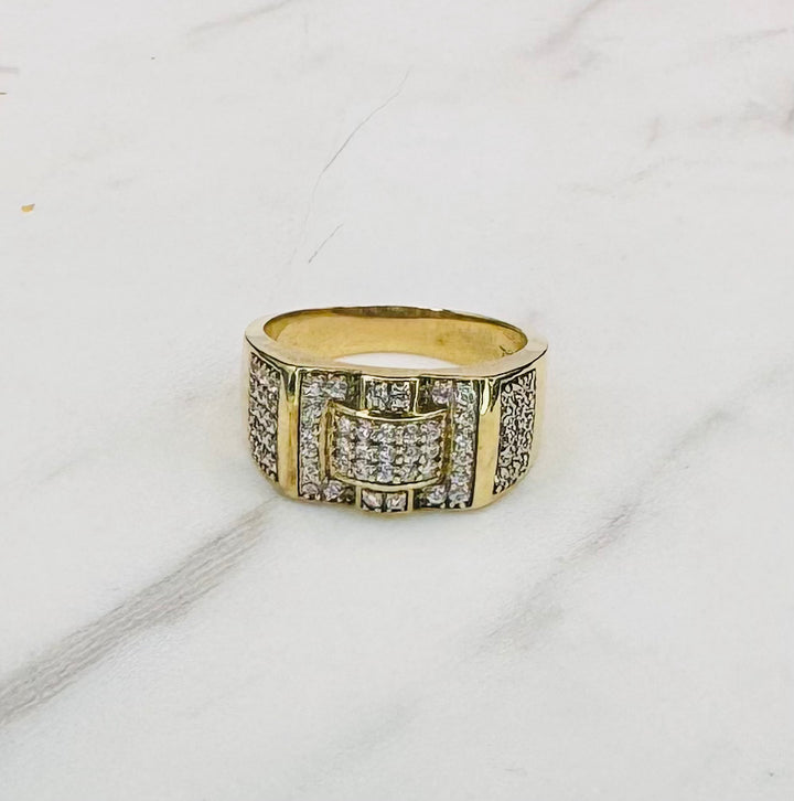 10K GOLD CZ SQUARE CLUSTER RING