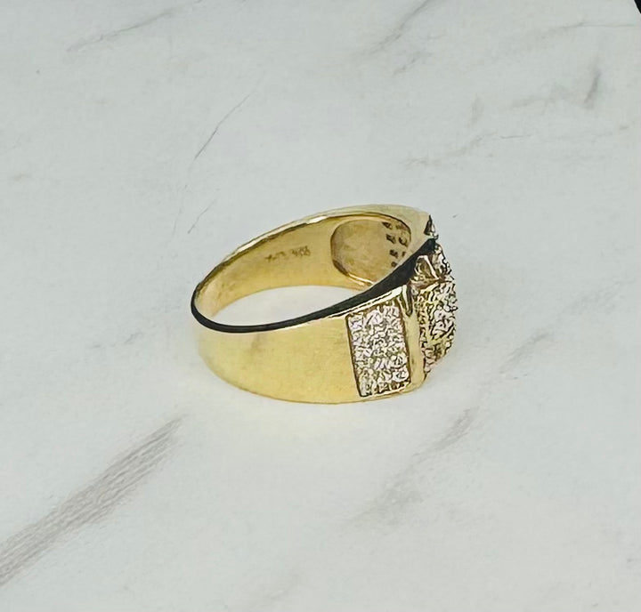 10K GOLD CZ SQUARE CLUSTER RING