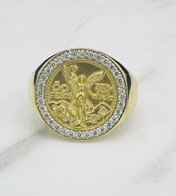 10K GOLD 50 PESOS CZ NUGGET CUT RING