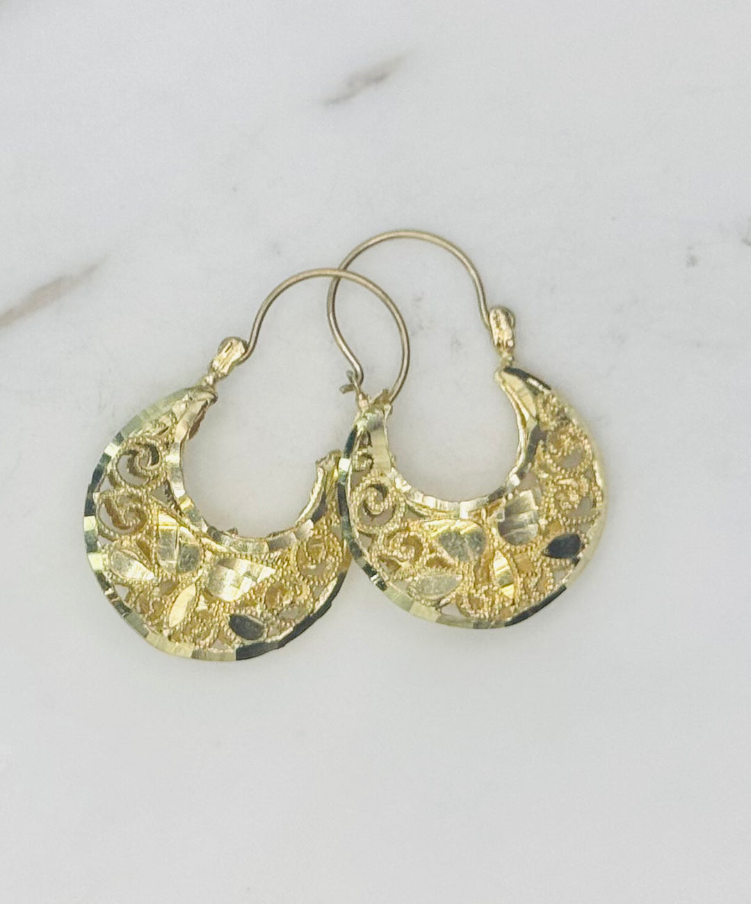 10K Y/G BASKET EARRINGS
