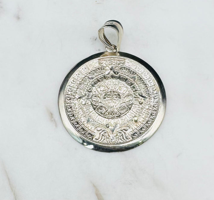 925 SILVER AZTEC CALENDAR PENDANT