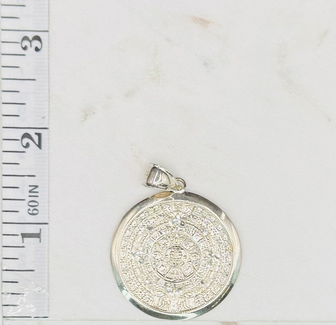925 SILVER AZTEC CALENDAR PENDANT