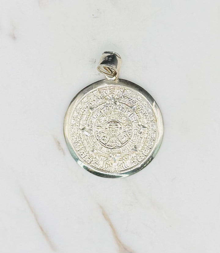 925 SILVER AZTEC CALENDAR PENDANT