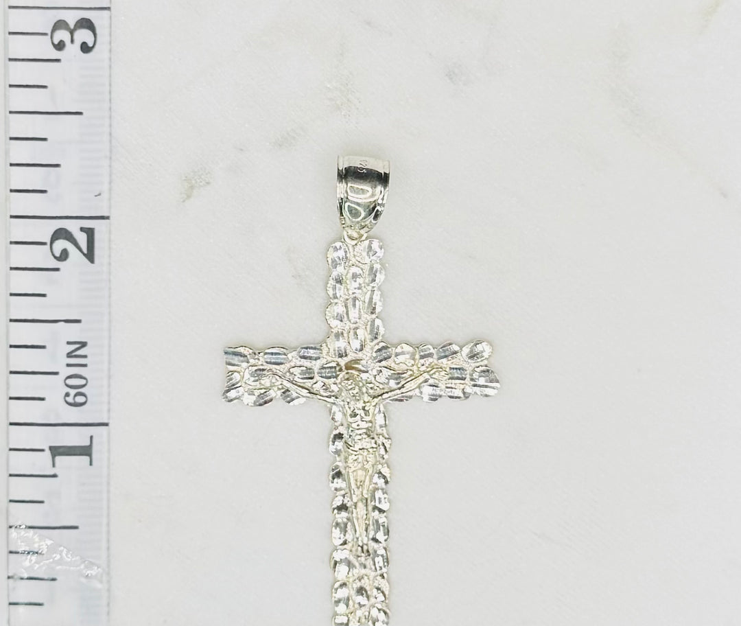 925 SILVER NUGGET CROSS WITH JESUS PENDANT