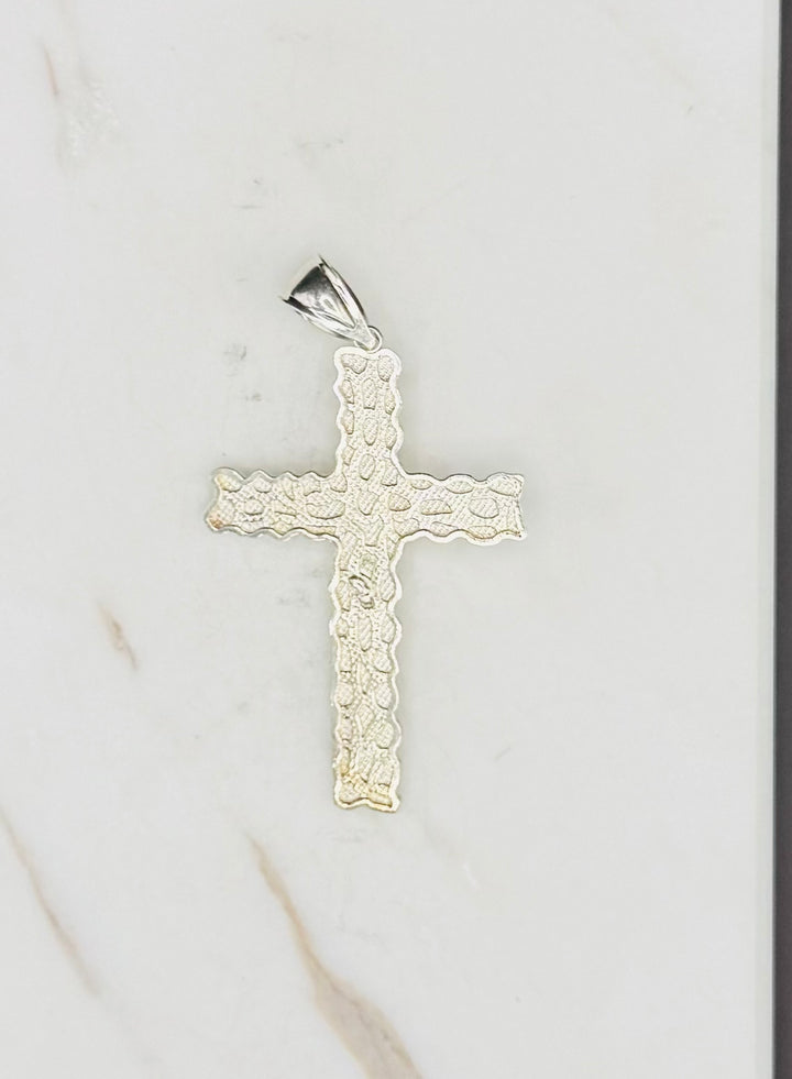 925 SILVER NUGGET CROSS WITH JESUS PENDANT