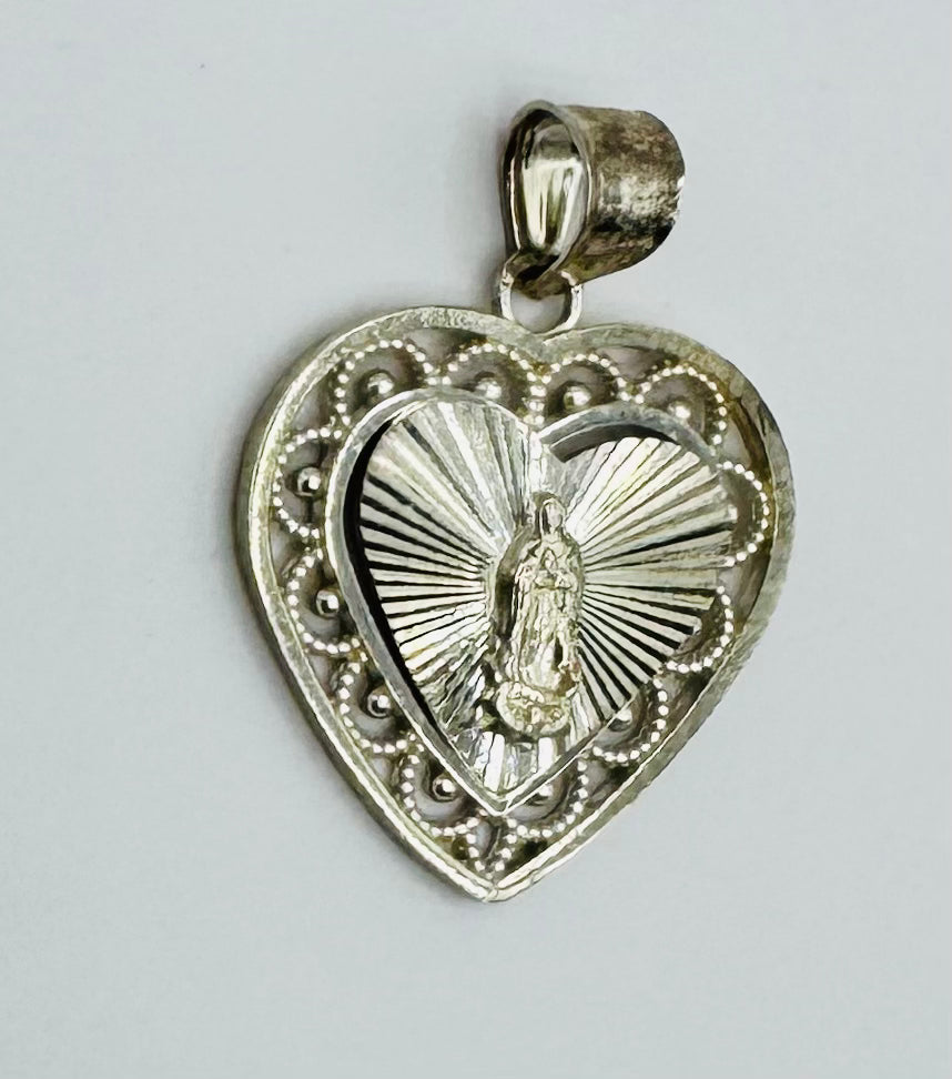 925 STERLING SILVER HEART VIRGIN MARRY PENDANT