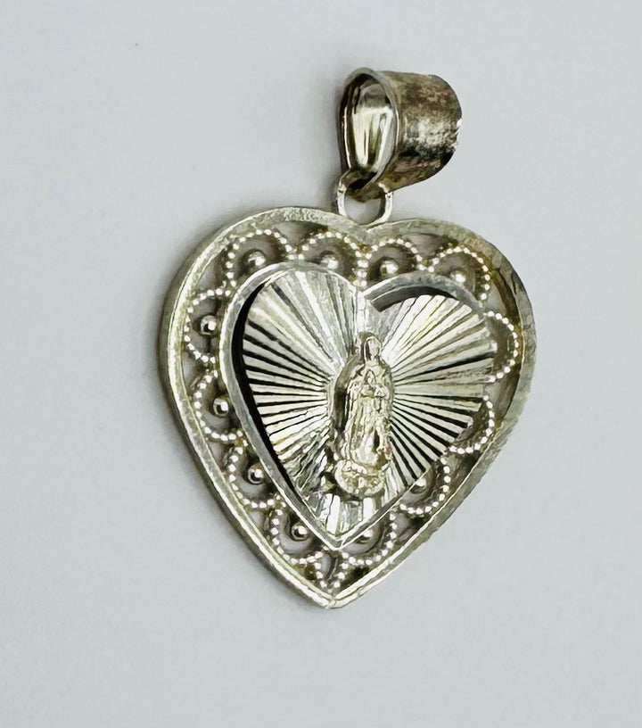 925 STERLING SILVER HEART VIRGIN MARRY PENDANT