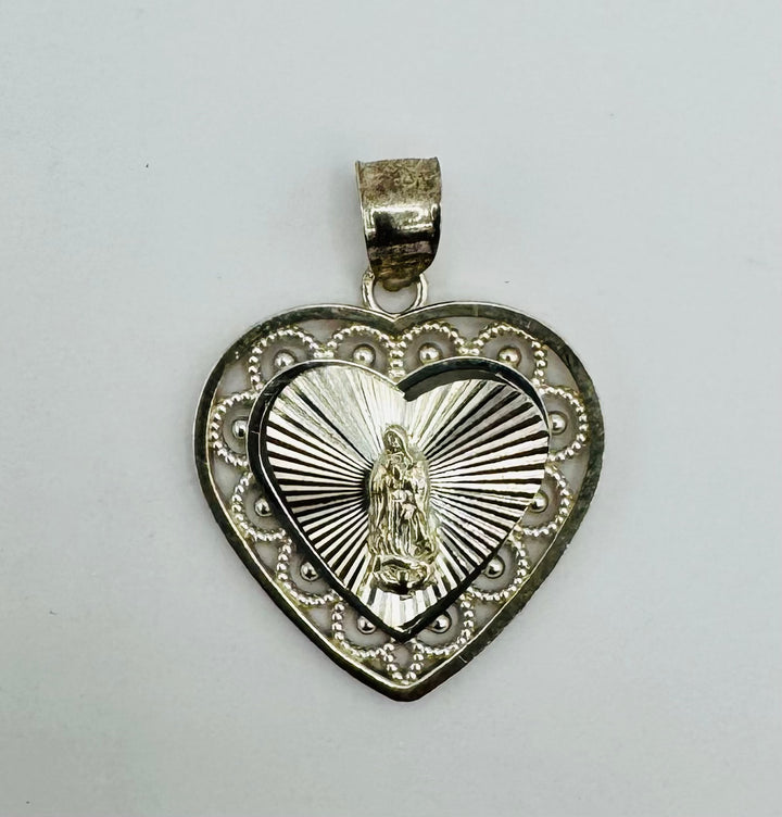 925 STERLING SILVER HEART VIRGIN MARRY PENDANT