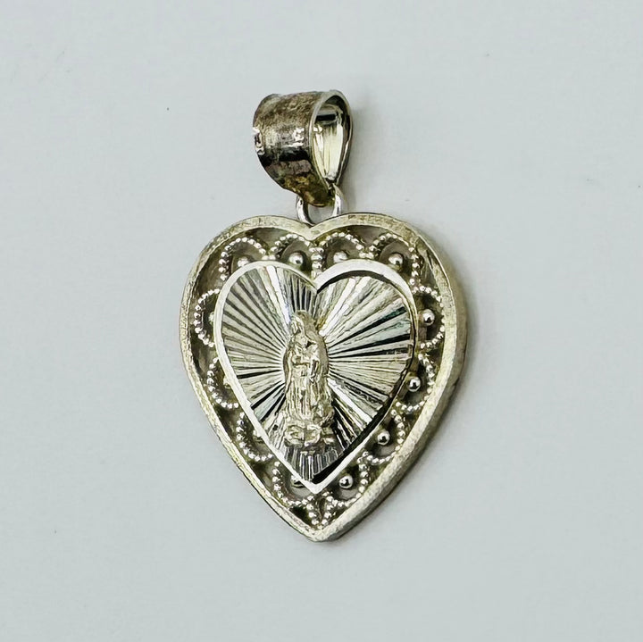 925 STERLING SILVER HEART VIRGIN MARRY PENDANT