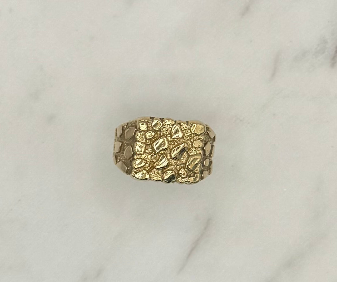 10K SQUARE NUGGET RING