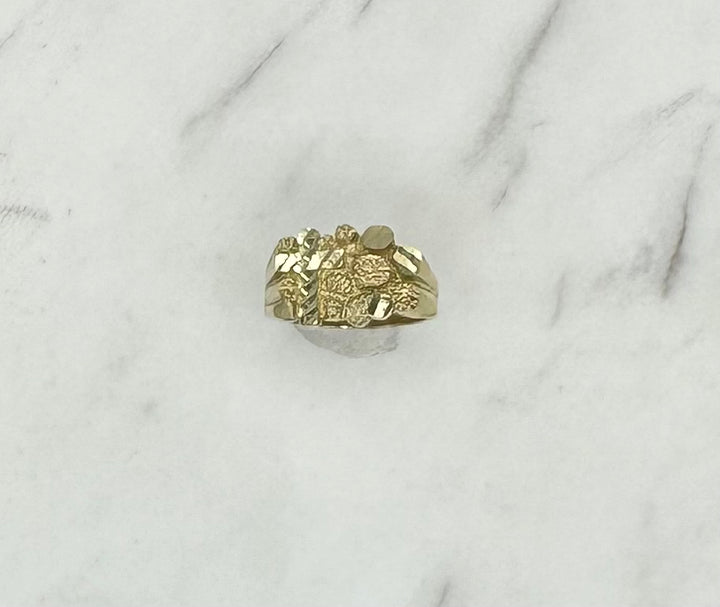 10K CROSS NUGGET RING