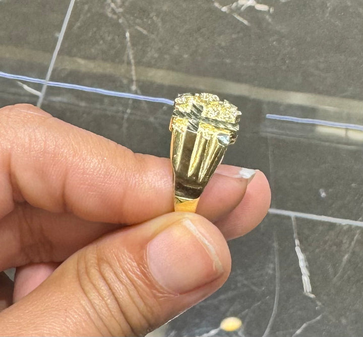 10K CROSS NUGGET RING