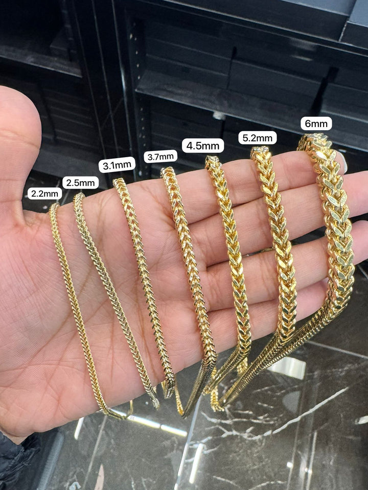 GOLD SEMI SOLID FRANCO CHAINS 10K / 14K