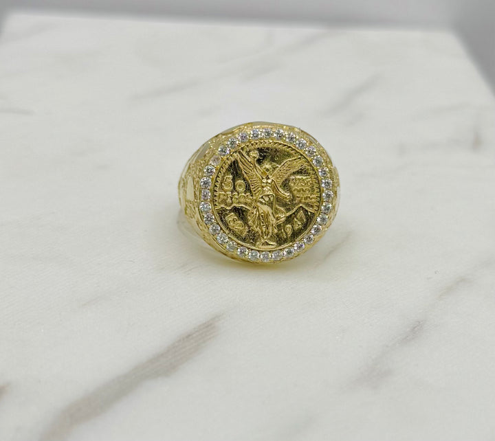 10K Y/G 50 PESOS CENTENARIO COIN WITH WHITE CZ