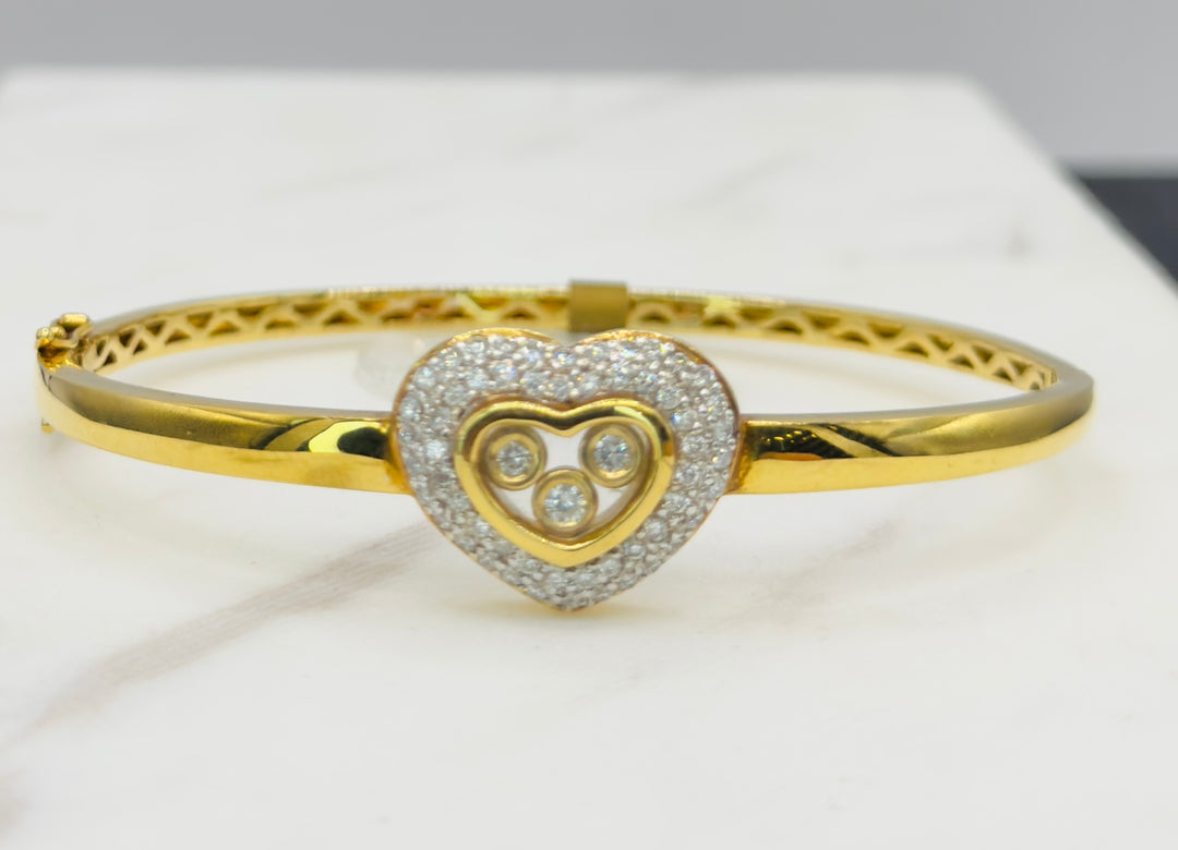 18K Y/G CHOPARD HAPPY DIAMOND BRACELET 1.00CT