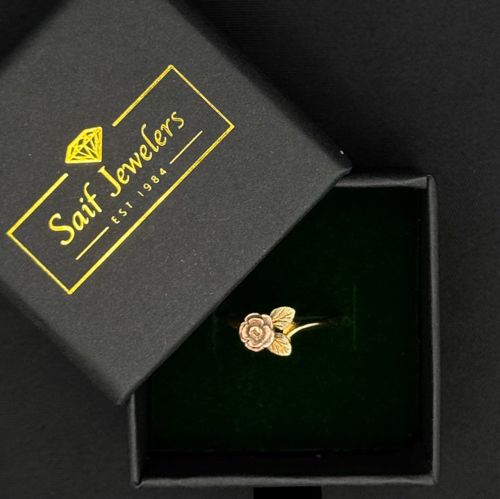10K GOLD TWO TONE ROSE PETAL RING