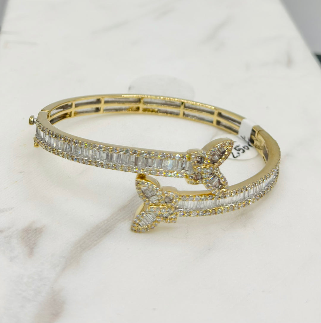 10K YELLOW GOLD BUTTERFLY DESIGN 2.50CT DIAMOND BRACELET